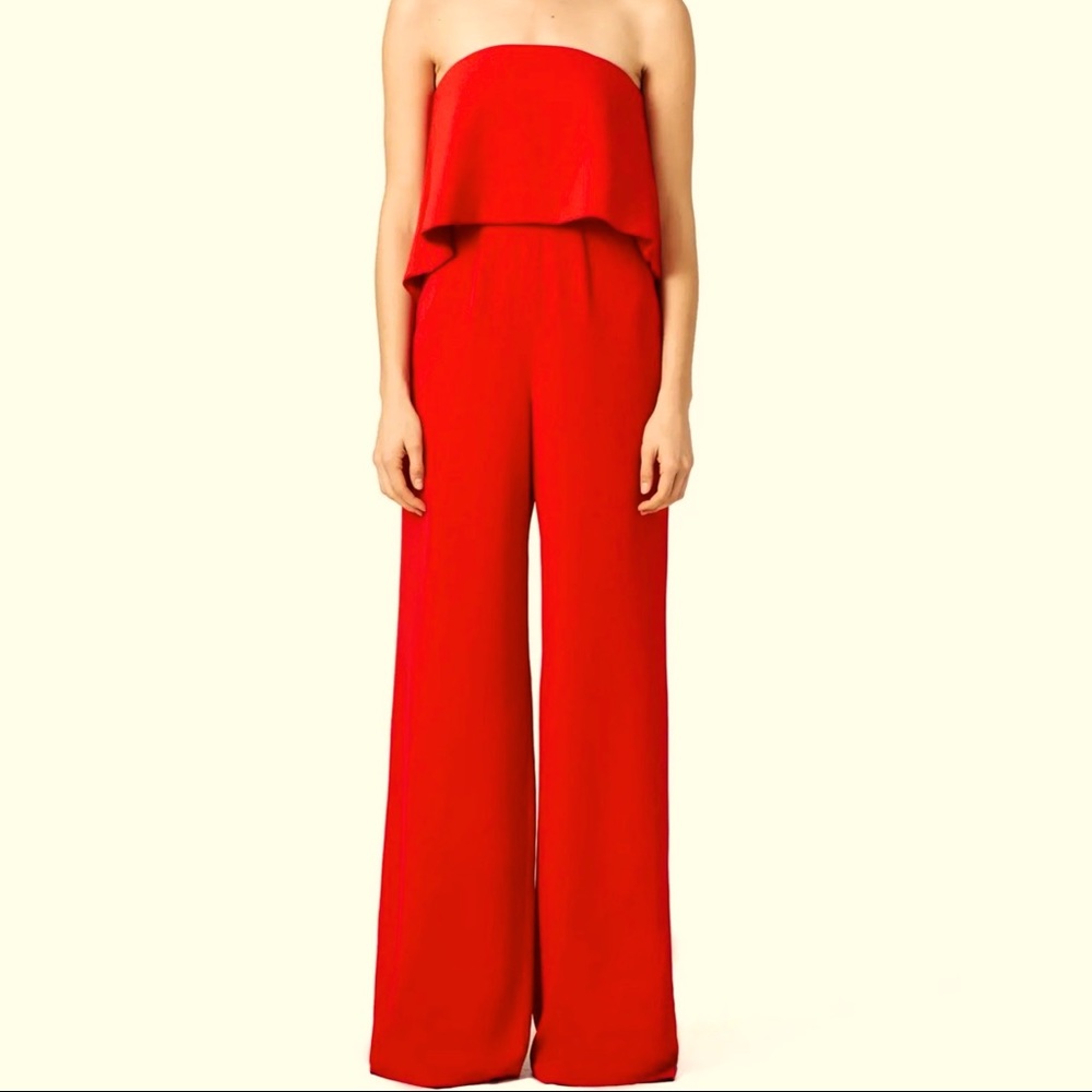 NWT JAY GODFREY RUFFLE RED RETRO JUMPSUIT - SIZE 4